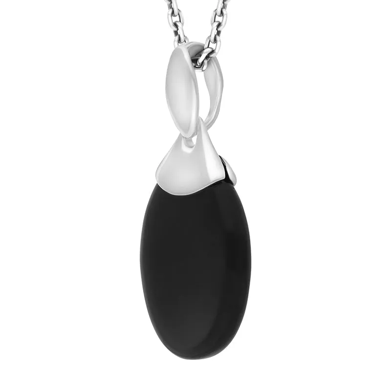 Sterling Silver Whitby Jet Capped Oval Necklace sold by Jura Watches product image thumbnail 2