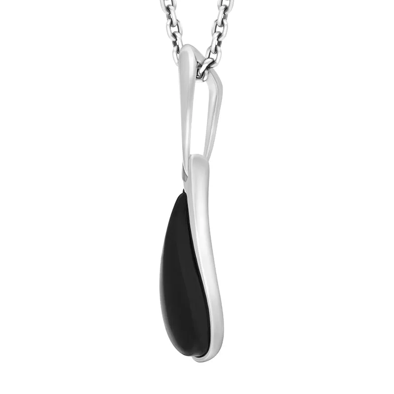 Sterling Silver Whitby Jet Curved Teardrop Necklace sold by Jura Watches product image thumbnail 2