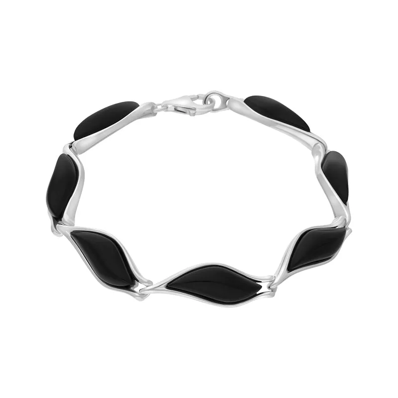 Sterling Silver Whitby Jet Wavy Marquise Bracelet sold by Jura Watches product image thumbnail 2