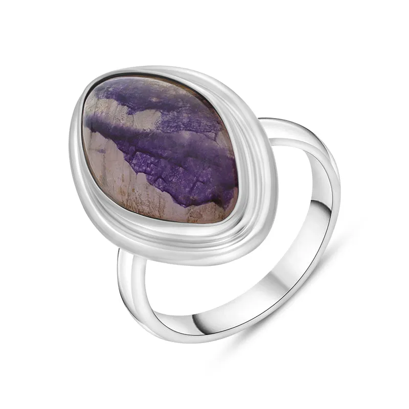 Sterling Silver Blue John Marquise Solid Edge Doublet Ring D sold by Jura Watches