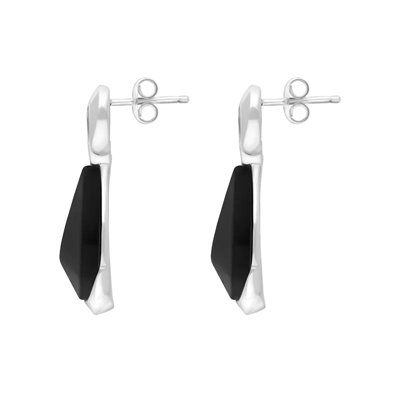 Sterling Silver Whitby Jet Organic Curved Pear Drop Earrings sold by Jura Watches product image thumbnail 2