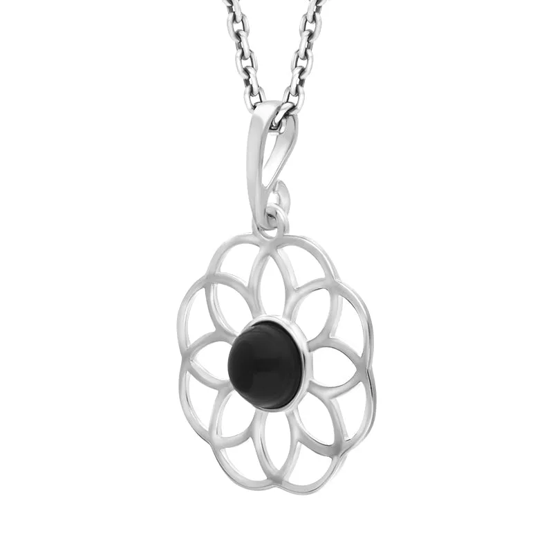 Sterling Silver Whitby Jet Flower Pendant sold by Jura Watches product image thumbnail 2