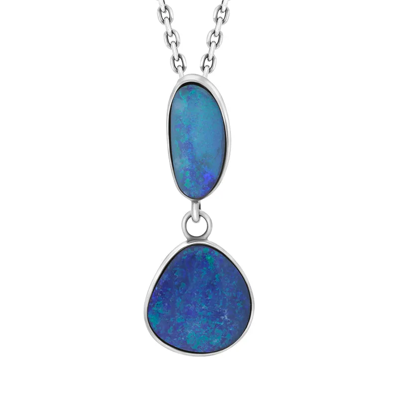 Sterling Silver Opal Doublet Abstract Two Stone Necklace D sold by Jura Watches