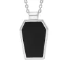Sterling Silver Whitby Jet Skull Coffin Pendant sold by Jura Watches