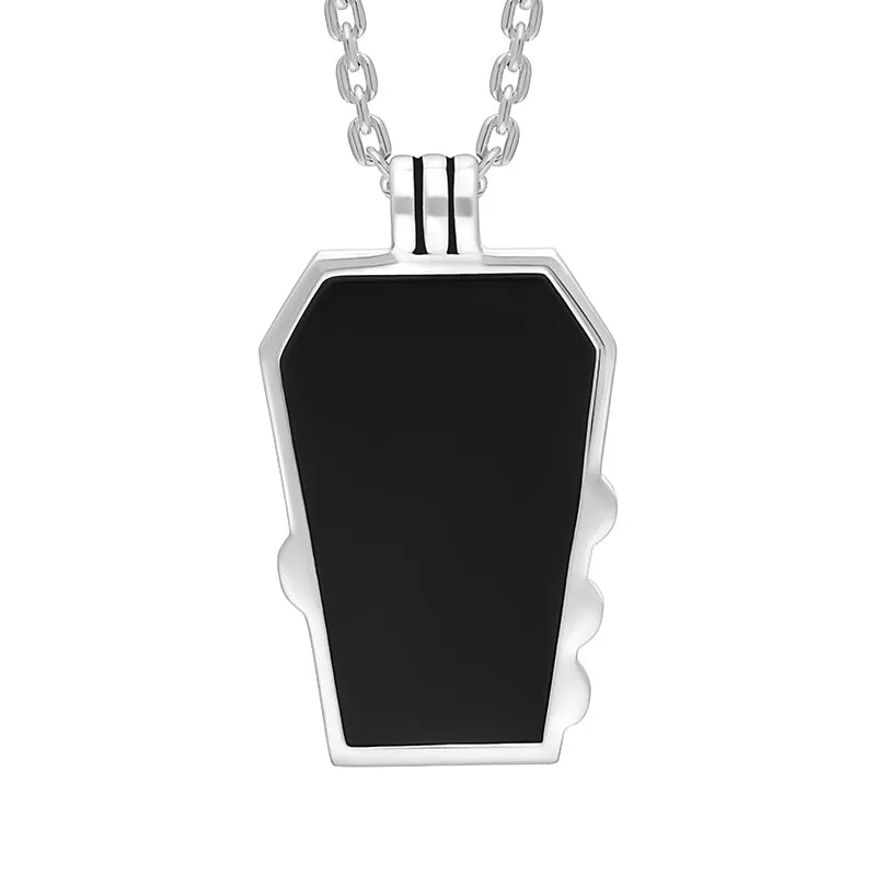 Sterling Silver Whitby Jet Skull and Claw Coffin Pendant sold by Jura Watches product image thumbnail 2