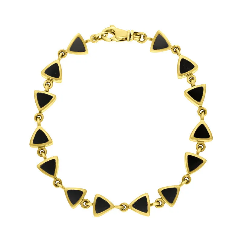 9ct Yellow Gold Whitby Jet Curved Triangle Bracelet sold by Jura Watches