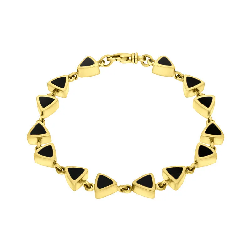 9ct Yellow Gold Whitby Jet Curved Triangle Bracelet sold by Jura Watches product image thumbnail 2