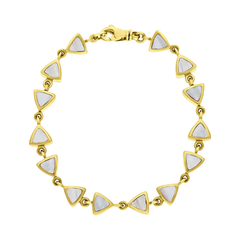 9ct Yellow Gold White Mother of Pearl Curved Triangle Bracelet sold by Jura Watches