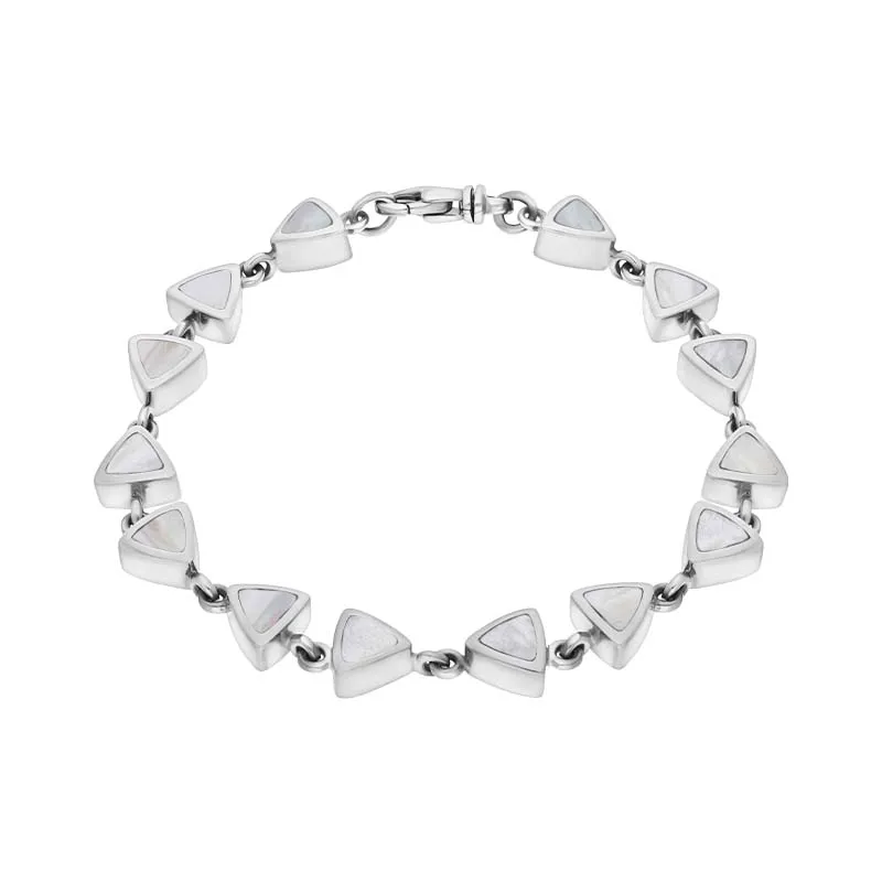 Sterling Silver White Mother of Pearl Curved Triangle Bracelet sold by Jura Watches product image thumbnail 2