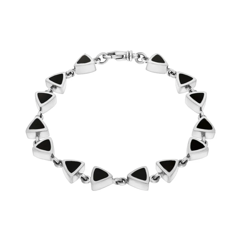Sterling Silver Whitby Jet Curved Triangle Bracelet sold by Jura Watches product image thumbnail 2