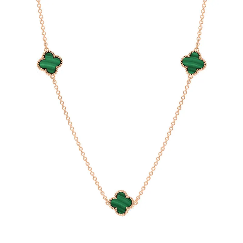 18ct Rose Gold Malachite Bloom Four Leaf Clover Ball Edge Necklace sold by Jura Watches product image thumbnail 2