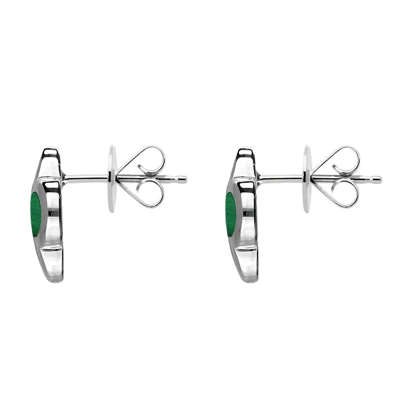 9ct White Gold Malachite Bloom Four Leaf Clover Stud Earrings sold by Jura Watches product image thumbnail 2