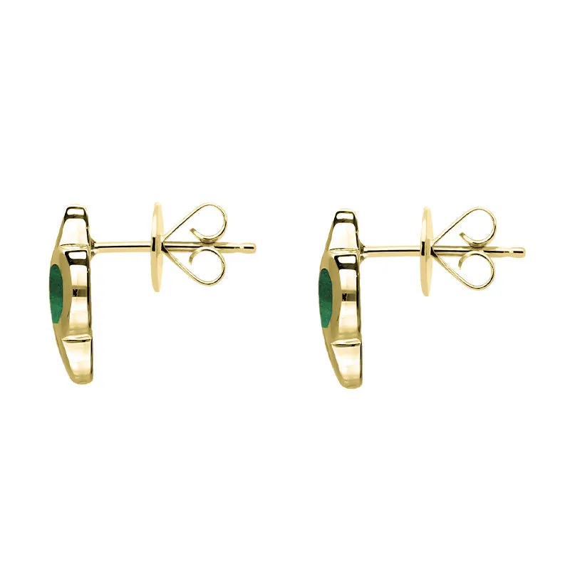 9ct Yellow Gold Malachite Bloom Four Leaf Clover Stud Earrings sold by Jura Watches product image thumbnail 2