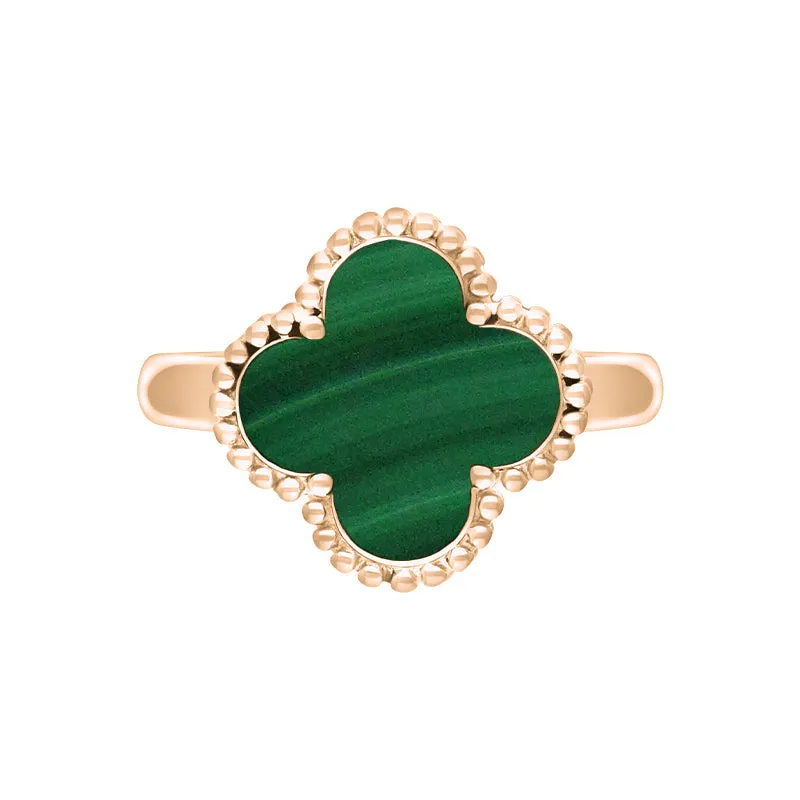 9ct Rose Gold Malachite Bloom Four Leaf Clover Ball Edge Ring sold by Jura Watches product image thumbnail 3