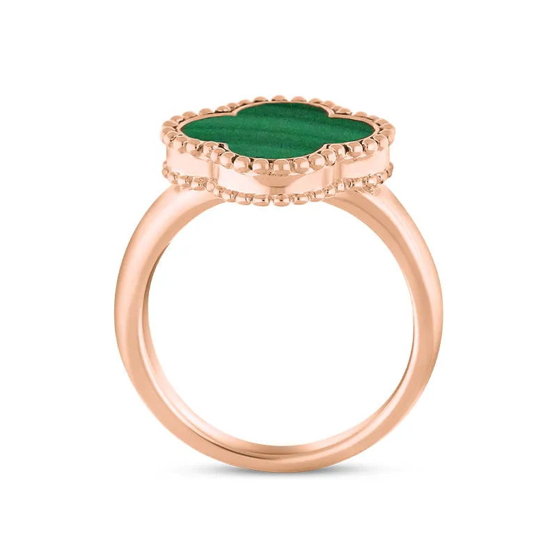 9ct Rose Gold Malachite Bloom Four Leaf Clover Ball Edge Ring sold by Jura Watches product image thumbnail 2