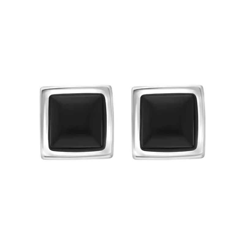 Sterling Silver Whitby Jet Concave Stud Earrings D sold by Jura Watches
