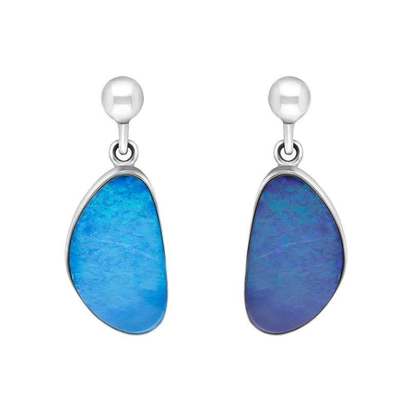 Sterling Silver Abstract Oval Opal Doublet Drop Earrings D sold by Jura Watches