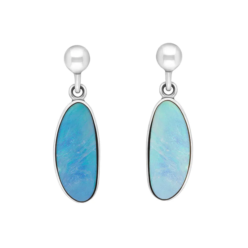 Sterling Silver Abstract Oval Opal Doublet Drop Earrings D sold by Jura Watches