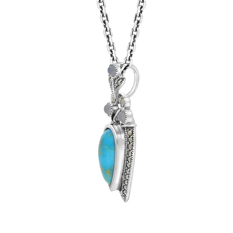 Sterling Silver Turquoise Moonstone Marcasite Pear Shaped Necklace sold by Jura Watches product image thumbnail 2