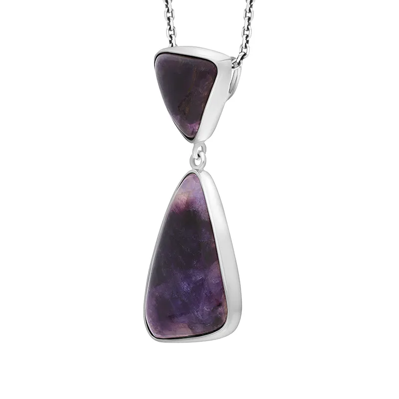 Sterling Silver Blue John Abstract Triangle Two Stone Drop Necklace D sold by Jura Watches product image thumbnail 2