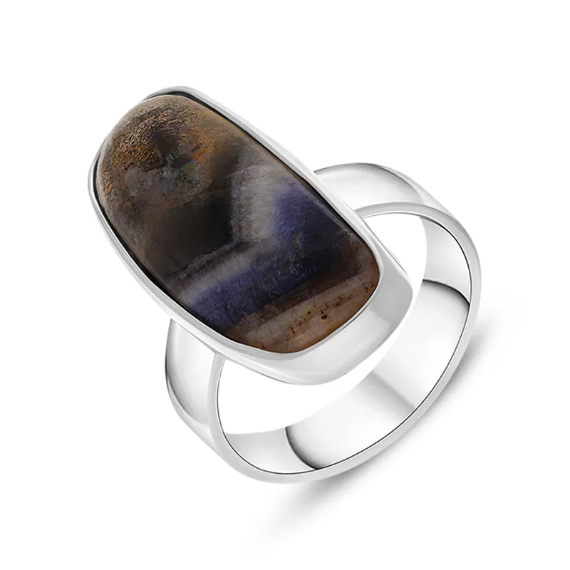 Sterling Silver Blue John Abstract Oval Shaped Ring D sold by Jura Watches