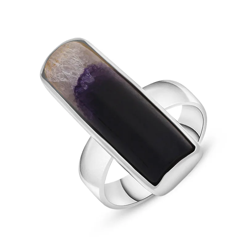 Sterling Silver Blue John Abstract Curved Oblong Shaped Ring D sold by Jura Watches