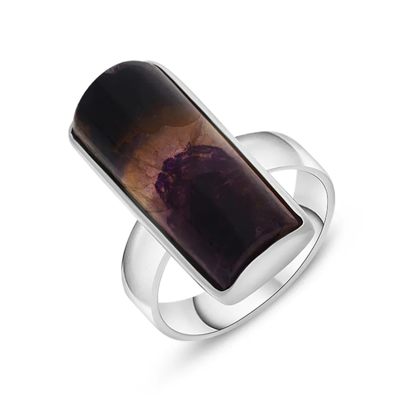 Sterling Silver Blue John Abstract Curved Oblong Shaped Ring D sold by Jura Watches