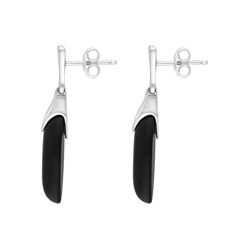 Sterling Silver Whitby Jet Slim Marquise Drop Earrings sold by Jura Watches product image thumbnail 2