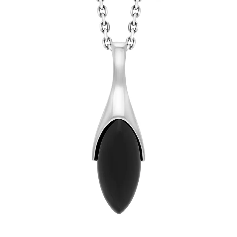 Sterling Silver Whitby Jet Tapered Marquise Necklace sold by Jura Watches