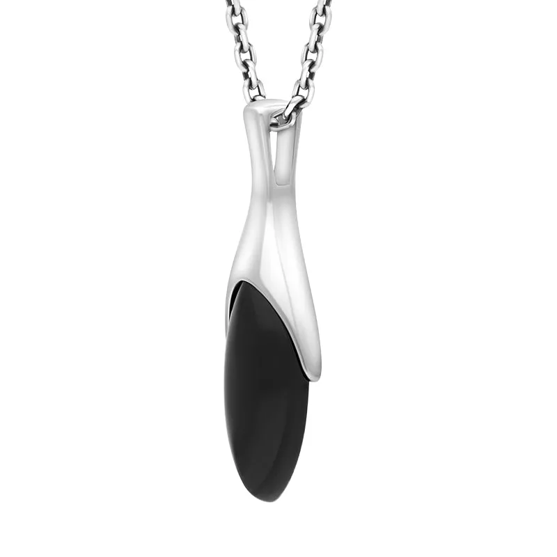 Sterling Silver Whitby Jet Tapered Marquise Necklace sold by Jura Watches product image thumbnail 2