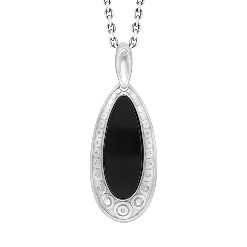 Sterling Silver Whitby Jet Oval Swirl Necklace sold by Jura Watches