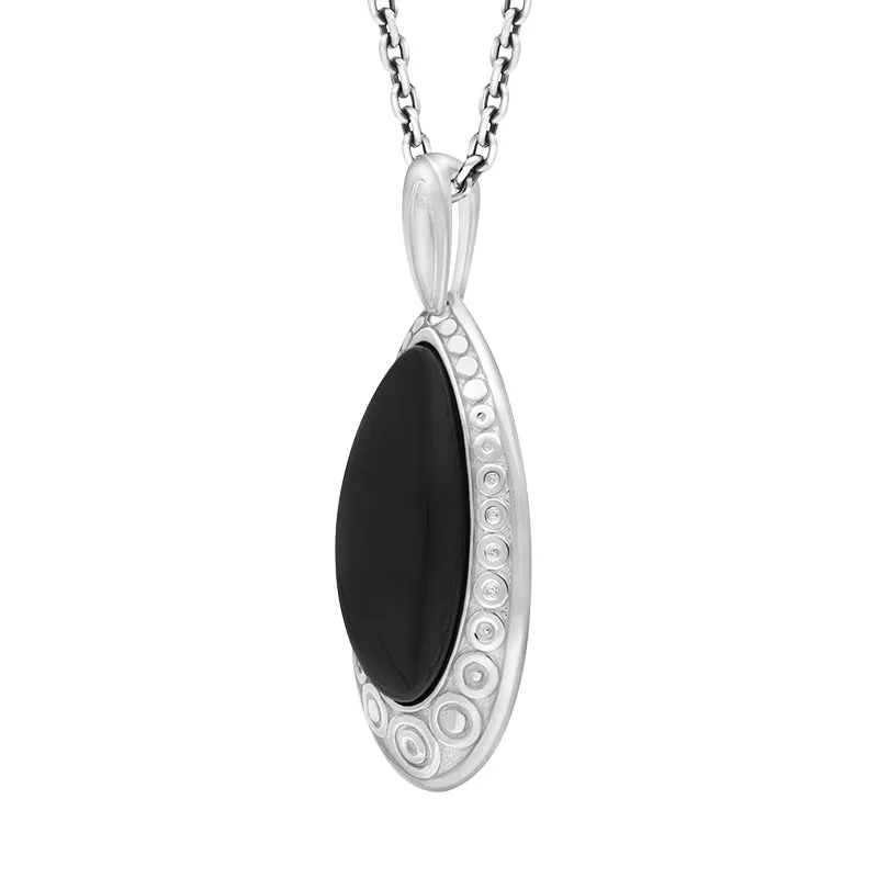 Sterling Silver Whitby Jet Oval Swirl Necklace sold by Jura Watches product image thumbnail 2