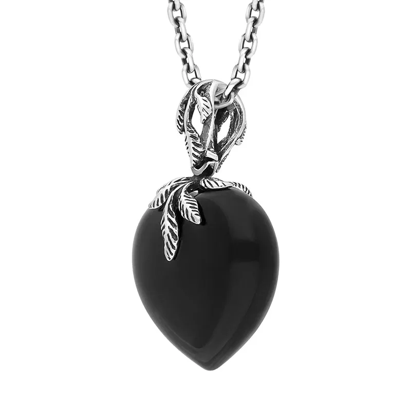 Sterling Silver Whitby Jet Carved Heart Leaf Necklace sold by Jura Watches product image thumbnail 2