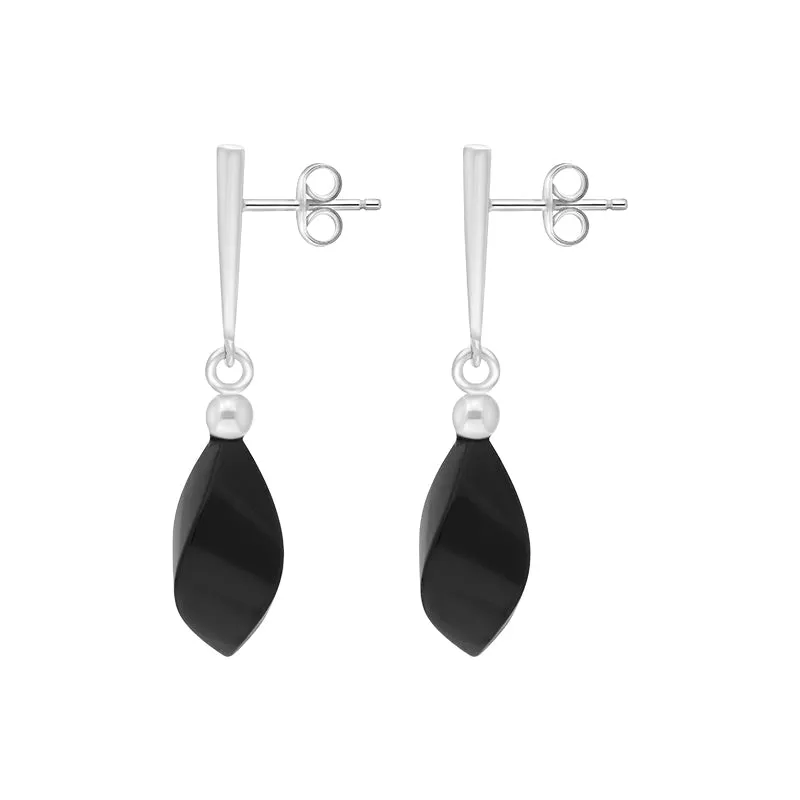 Sterling Silver Whitby Jet Faceted Marquise Bar Drop Earrings sold by Jura Watches product image thumbnail 2