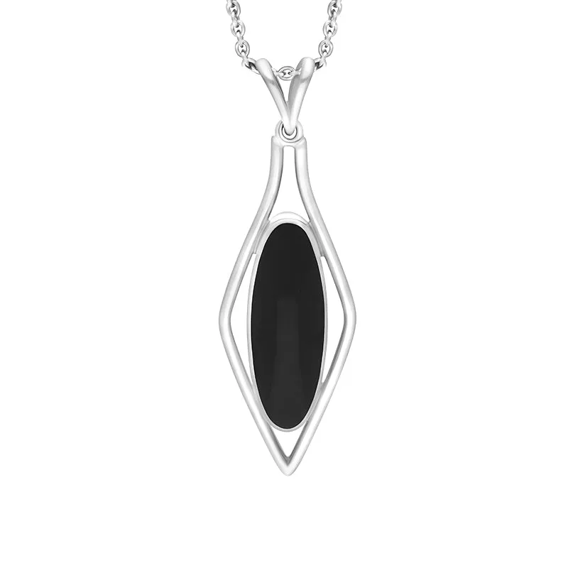 Sterling Silver Whitby Jet Round Open Frame Necklace D sold by Jura Watches