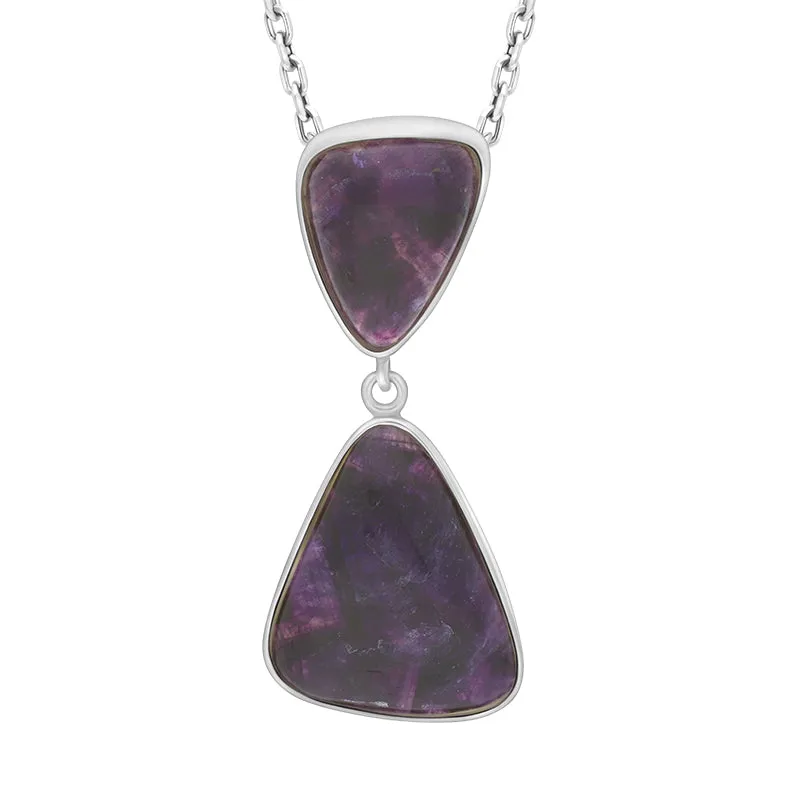 Sterling Silver Blue John 2 Stone Abstract Drop Necklace D sold by Jura Watches