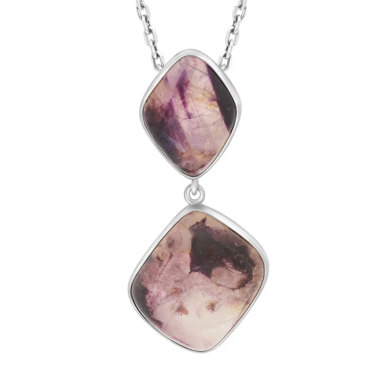 Sterling Silver Blue John 2 Stone Abstract Drop Necklace D sold by Jura Watches