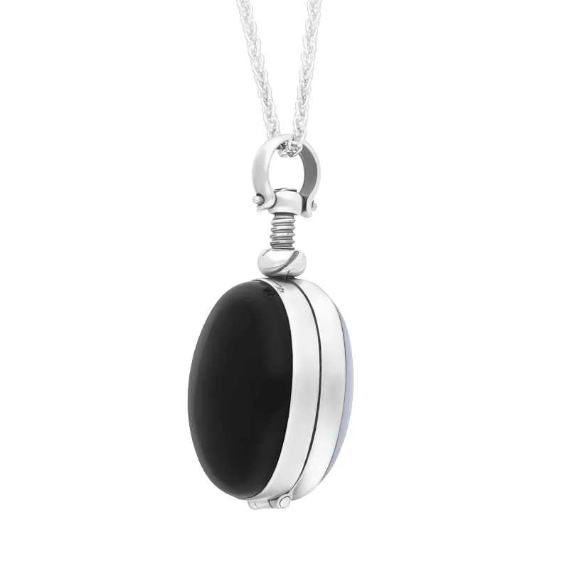 Sterling Silver Whitby Jet Glass Oval Locket Necklace sold by Jura Watches product image thumbnail 2
