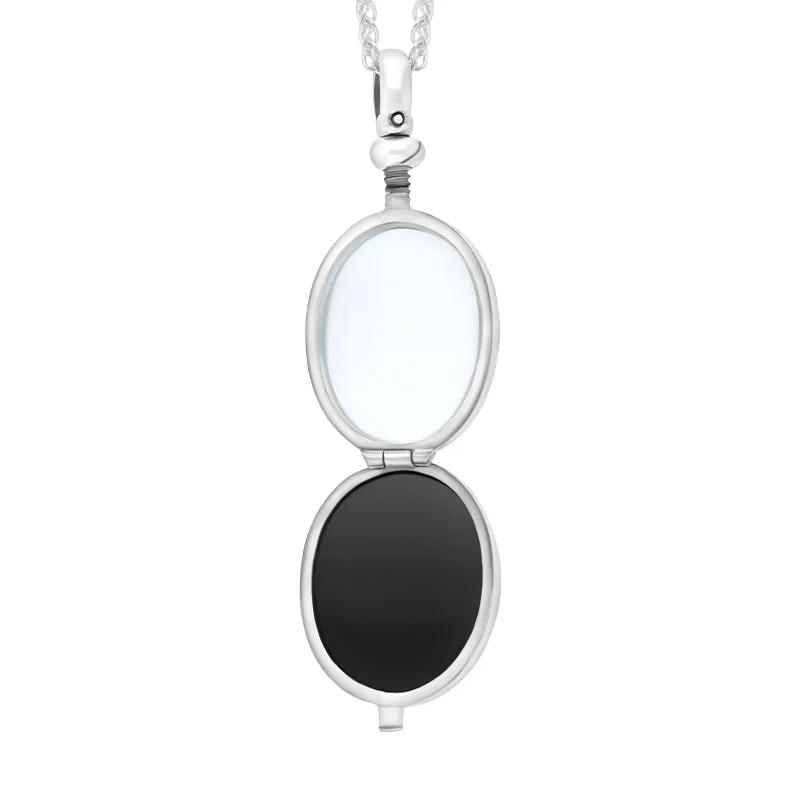 Sterling Silver Whitby Jet Glass Oval Locket Necklace sold by Jura Watches product image thumbnail 3