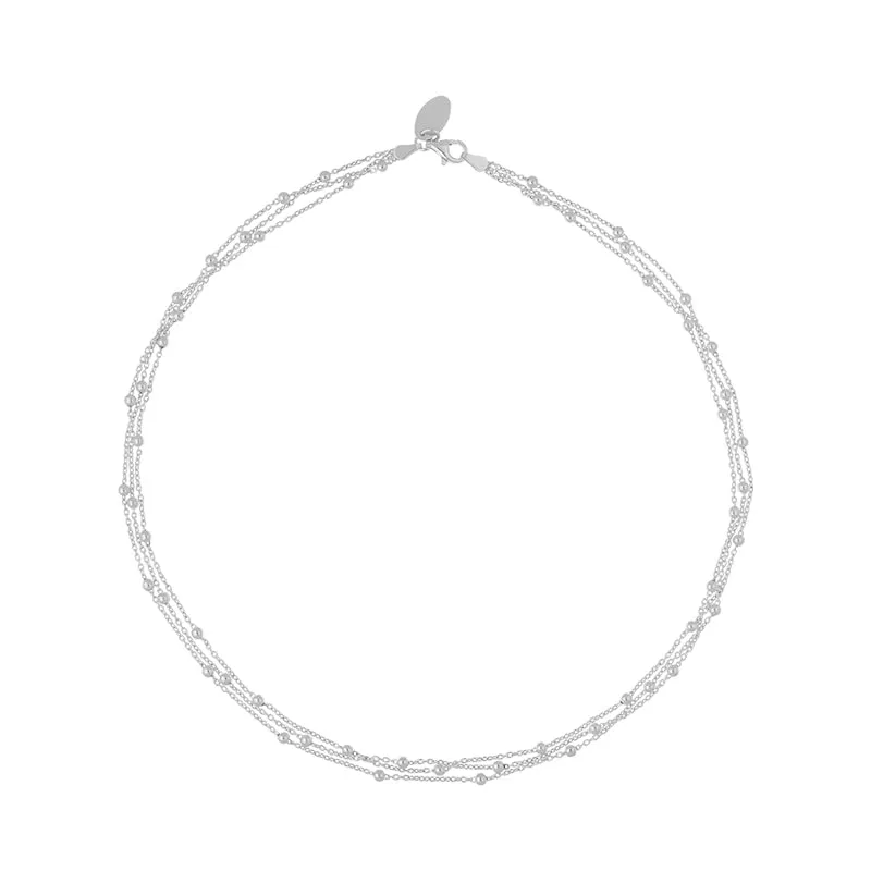 Sterling Silver Triple Bead Chain Necklace sold by Jura Watches
