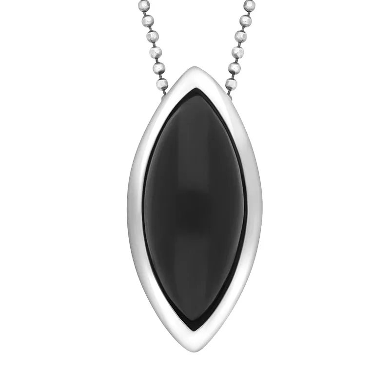 Sterling Silver Whitby Jet Framed Marquise Necklace D sold by Jura Watches