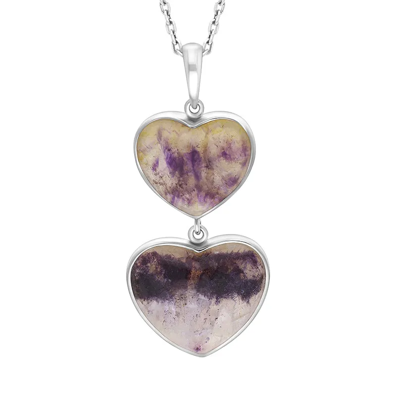 Sterling Silver Blue John Two Stone Heart Drop Necklace D sold by Jura Watches