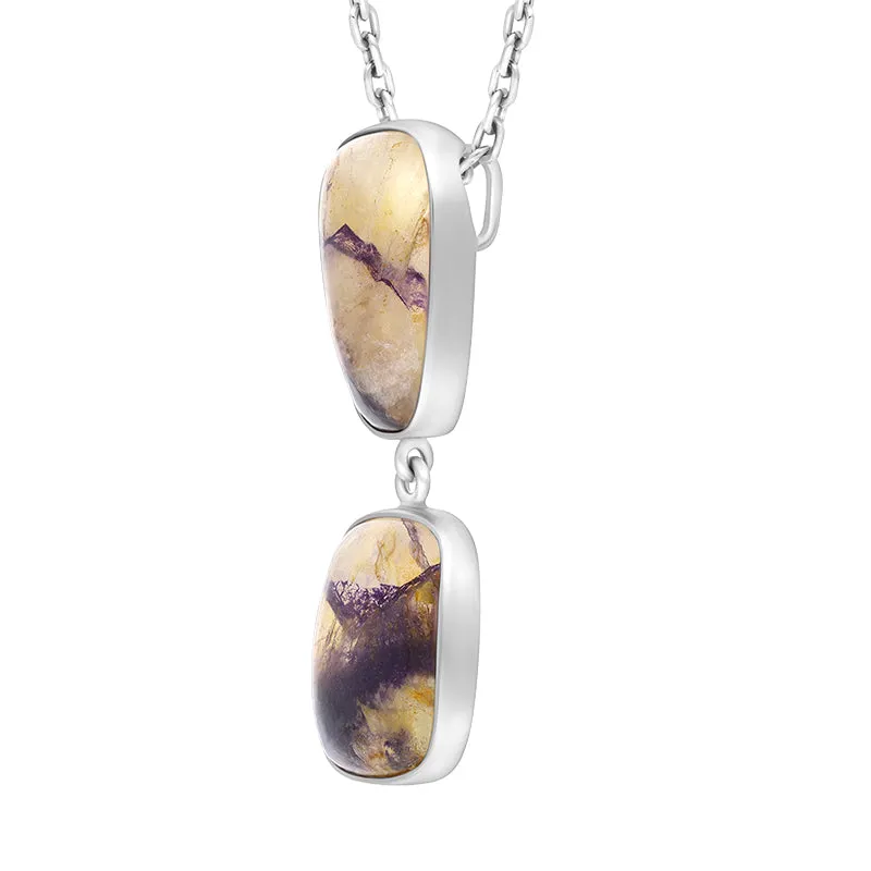 Sterling Silver Blue John Abstract Two Stone Drop Necklace D sold by Jura Watches product image thumbnail 2