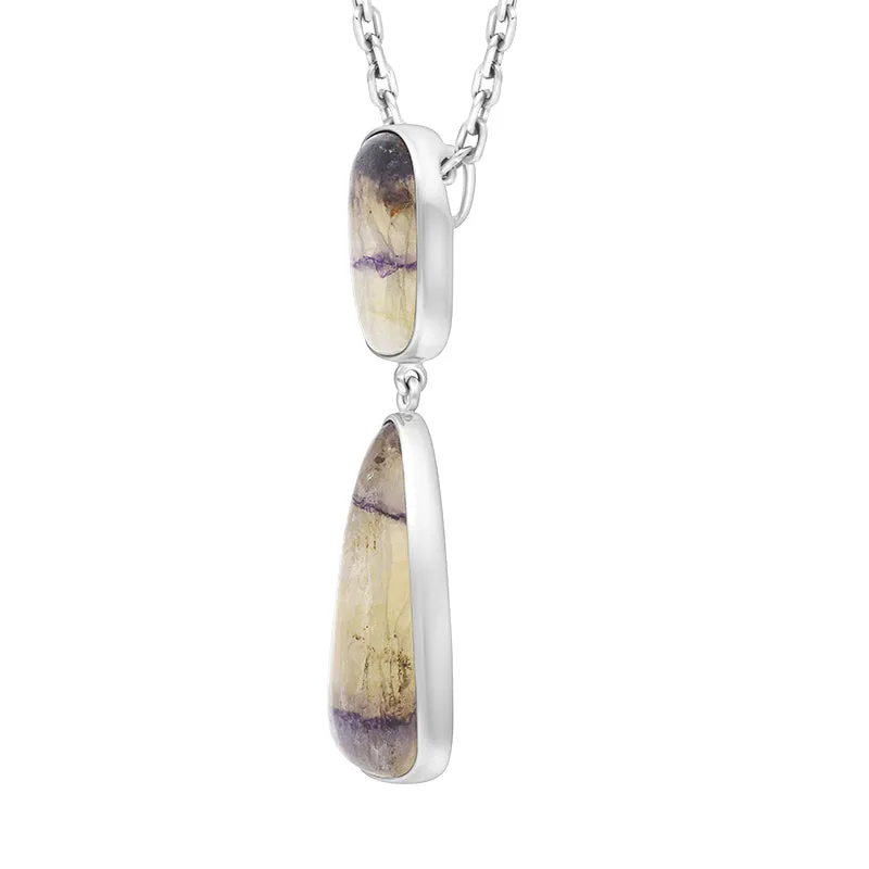 Sterling Silver Blue John Abstract Two Stone Drop Necklace D sold by Jura Watches product image thumbnail 2