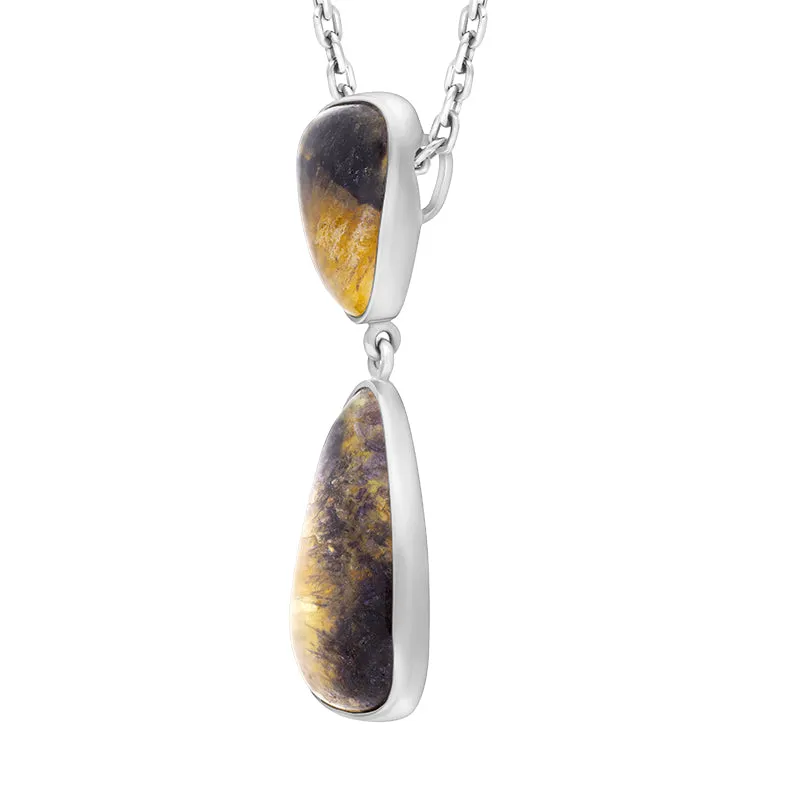Sterling Silver Blue John Abstract Two Stone Drop Necklace D sold by Jura Watches product image thumbnail 2
