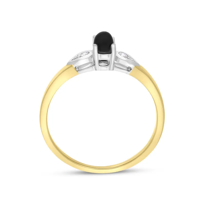 18ct Yellow Gold Whitby Jet 0.07ct Diamond Pear Shoulder Ring sold by Jura Watches product image thumbnail 3