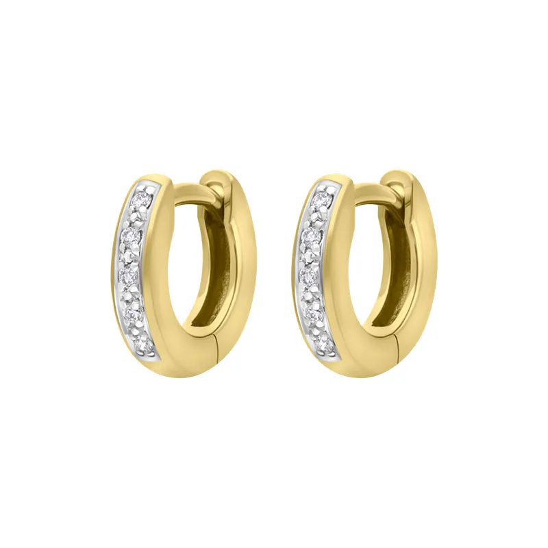 18ct Yellow Gold Diamond 10mm Domed Hoop Earrings sold by Jura Watches product image thumbnail 2