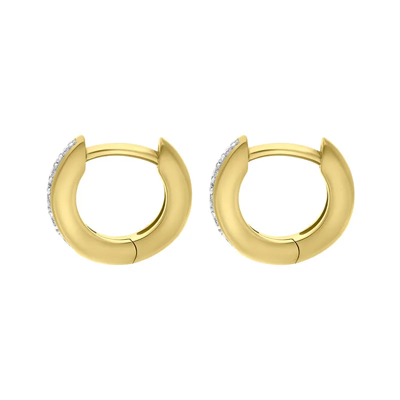 18ct Yellow Gold Diamond 10mm Domed Hoop Earrings sold by Jura Watches product image thumbnail 3