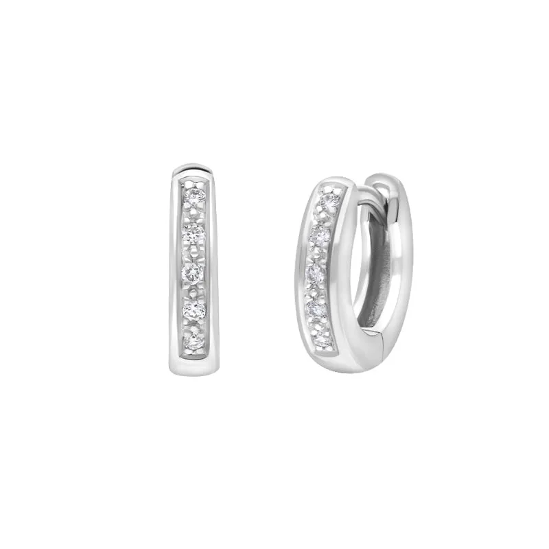 18ct White Gold Diamond 10mm Hoop Earrings sold by Jura Watches product image thumbnail 4