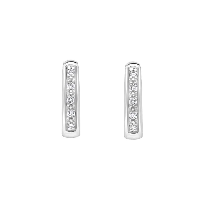 18ct White Gold Diamond 10mm Hoop Earrings sold by Jura Watches